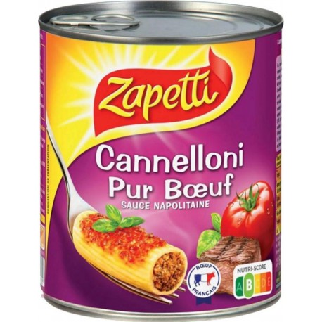 Zapetti Cannelloni Pur Boeuf Sauce Napolitaine 800g (lot de 6)