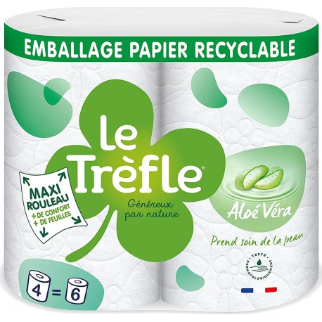 Le Trèfle Papier toilette Aloé Véra 4 maxi rouleaux6 paquet 4 rouleaux