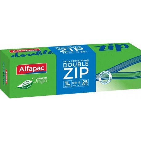 Alfapac Sacs Congélation 1L Double zip x25