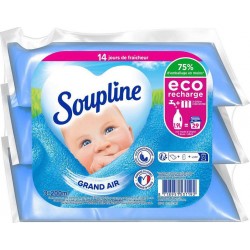 SOUPLINE Eco recharge adoucissant concentré Grand Air 29 lavages 3x200ml (lot de 6 soit 18 berlingots)