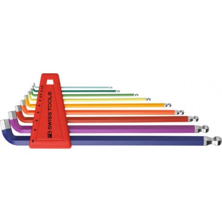 PB Swiss Tools Jeu de clés mâles coudées 6 pans, tige longue et courte tête sphérique revêtement poudre 6273779