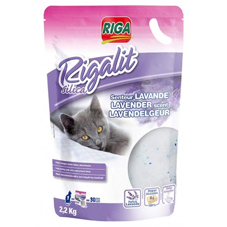 Riga Rigalit Silica Litière Pour Chat Longue Durée Hyper Absorbante Senteur Lavance 2,2Kg