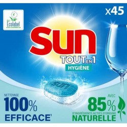 Tablettes Lave-Vaisselle Tout En 1 Hygiène Ecolabel SUN x45