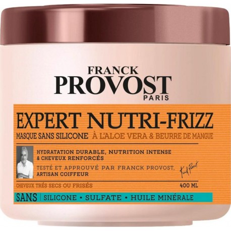 Franck Provost Masque Cheveux Très Secs ou Frisés Sans Silicone Sans Sulfate Expert Nutri-Frizz 400ml