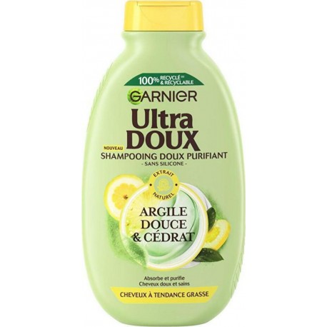 GARNIER Shampooing Argile Douce & Cédrat pour cheveux gras 250ml