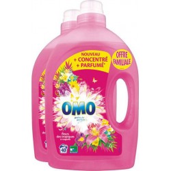 Omo Lessive liquide Rose & Lilas Blanc 2x40 2x2L