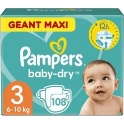 Pampers Couches Baby Dry Maxi géante T3 x108p