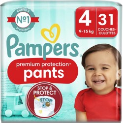 PAMPERS Couches-Culottes Premium Protection Pants Taille 4 9Kg-15Kg x31