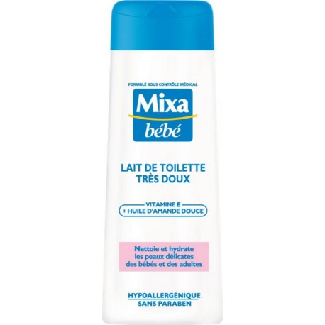 Mixa Bébé Lait de Toilette Très Doux Vitamine E + Huile d’Amande Douce 250ml (lot de 4)