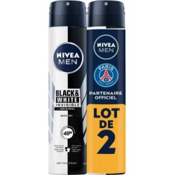 Nivea Déodorant Black&white Men Atomiseur 2x200ml 2 atomiseurs 200ml