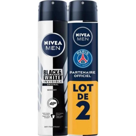 Nivea Déodorant Black&white Men Atomiseur 2x200ml 2 atomiseurs 200ml