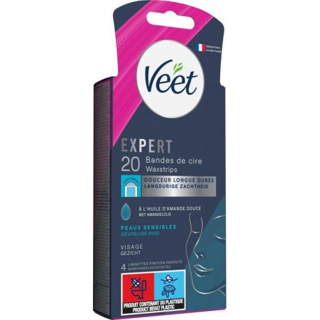 VEET Bandes De Cire Expert Visage Peaux Sensibles x20 bande (lot de 2)