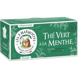 Les 2 Marmottes Infusion Thé vert menthe x30 45g