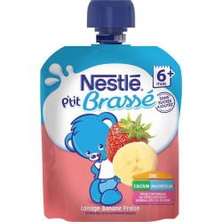 Nestlé P’tit Brassé Laitage Banane Fraise (+ 6 mois) Gourde de 90g (lot de 10)
