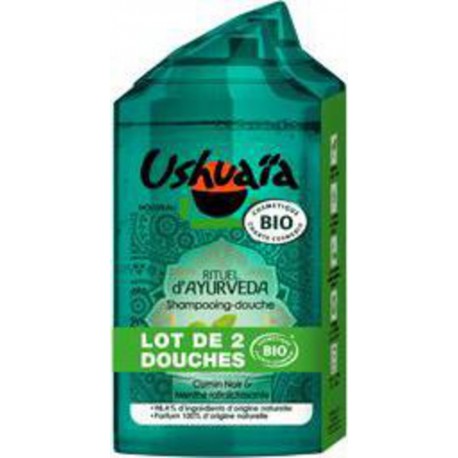 Shampooing douche bio Ushuaia Cumin /Menthe poivrée 2x250ml x2 flaçons 250ml