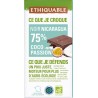 ETHIQUABLE Tablette De Chocolat Noir 75% Coco Passion Nicaragua Bio la tablette de 100g