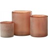 NC Lot De 3 Photophores En Verre ruby 15cm Orange