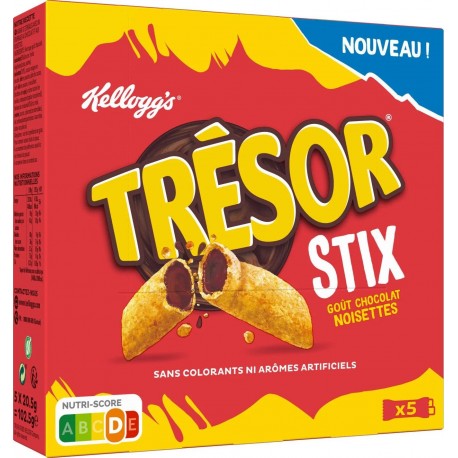Kellogg's TRESOR STIX CHOCOLAT NOISETTES 5X20,5G 125g