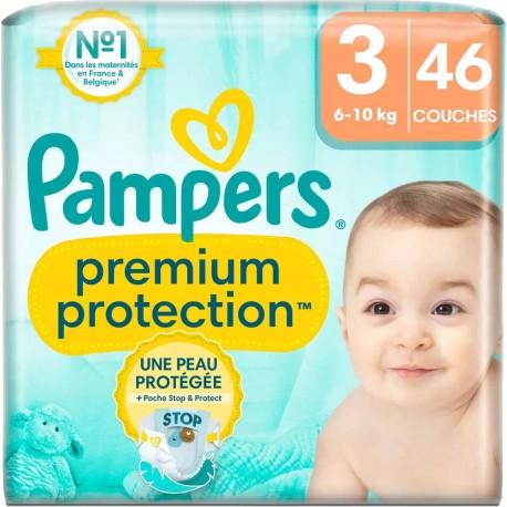 Pampers Couches Premium Protection Taille 3 6-10Kg x46 (lot de 3)