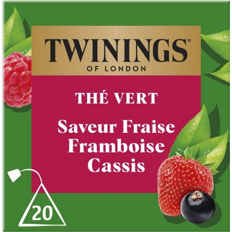TWININGS Thé vert fraise framboise cassis 20 sachets