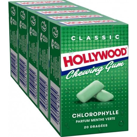 HOLLYWOOD Chewing gum regular spearmint les 5 boîtes de 28g