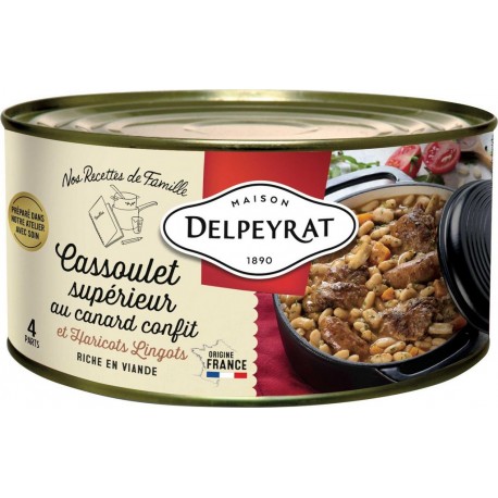 DELPEYRAT Cassoulet Supérieur au Canard Confit et Haricots Lingots 1,5Kg