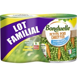 BONDUELLE Petit pois & carottes lot de 2 boîtes de 530g