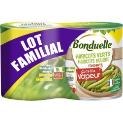 BONDUELLE Haricot vert et beurre cuit à la vapeur les 2 boîtes de 440g