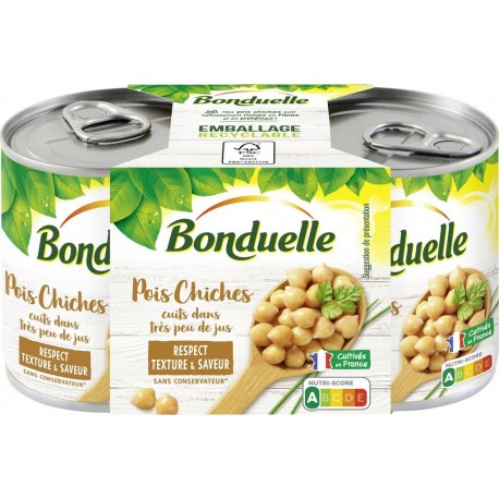 BONDUELLE Pois chiches très peu de jus 260g