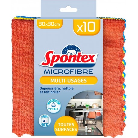 SPONTEX Lavette microfibre multi-usages toutes surfaces 10 lavettes