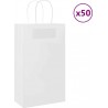 Vidaxl Sacs En Papier 50 Pcs Avec Poignées Blanc 21x11x36 Cm