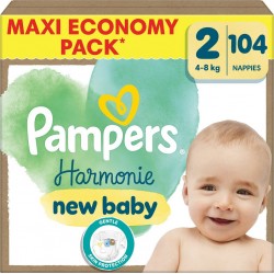PAMPERS Couches Bébé Harmonie New Baby 2-8Kg Taille 2 104 couches