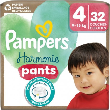 PAMPERS Couches Culottes Bébés Harmonie Pants T4 9-15Kg 32 couches culottes