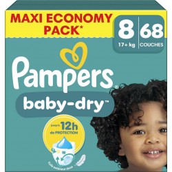PAMPERS Couches Bébés Baby-Dry 17+Kg Taille 8 68 couches