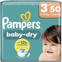 PAMPERS Couches Bébés Baby-Dry 6-10Kg Taille 3 x50 couches