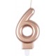 PARIS PRIX Bougie D'anniversaire chiffre 6 7cm Rose Gold