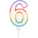 PARIS PRIX Bougie D'anniversaire chiffre 6 10cm Multicolore