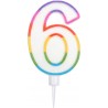 PARIS PRIX Bougie D'anniversaire chiffre 6 10cm Multicolore