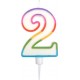 PARIS PRIX Bougie D'anniversaire chiffre 2 10cm Multicolore