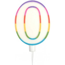 PARIS PRIX Bougie D'anniversaire chiffre 0 10cm Multicolore