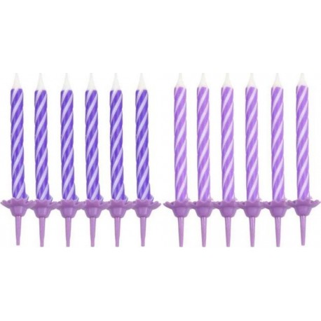 PARIS PRIX Lot De 24 Bougies D'anniversaire nuance 6cm Prune