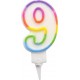 PARIS PRIX Bougie D'anniversaire chiffre 9 7cm Multicolore