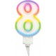 PARIS PRIX Bougie D'anniversaire chiffre 8 7cm Multicolore