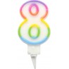 PARIS PRIX Bougie D'anniversaire chiffre 8 7cm Multicolore