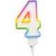 PARIS PRIX Bougie D'anniversaire chiffre 4 7cm Multicolore