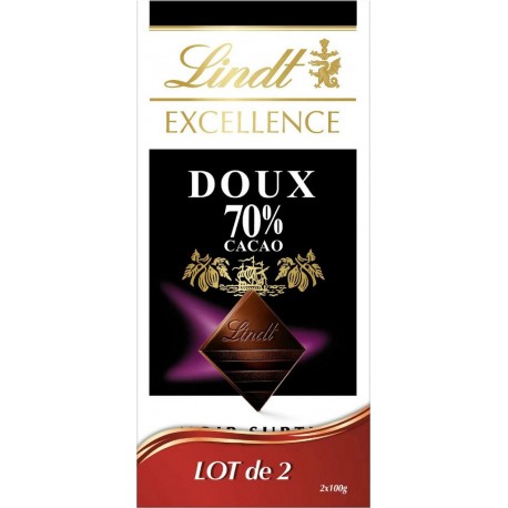 Lindt EXCELLENCE NOIR 70% DOUX 2x100g 200g