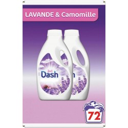 Dash Lessive liquide 2en1 Caresse provençale 2x1800ml x72 3.6L