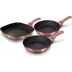 BERLINGER HAUS Batterie de cuisine I-Rose Set 2 Poêles, 1 Grill Induction