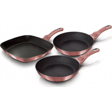 BERLINGER HAUS Batterie de cuisine I-Rose Set 2 Poêles, 1 Grill Induction