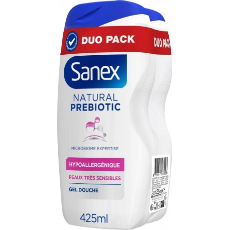 SANEX NATURAL PREBIOTIC GEL DOUCHE CREME HYDRATANT PREBIOTIQUE 2x425ml 850ml
